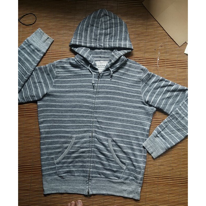 sweater hoodie zipper uniqlo original wash motif stripes