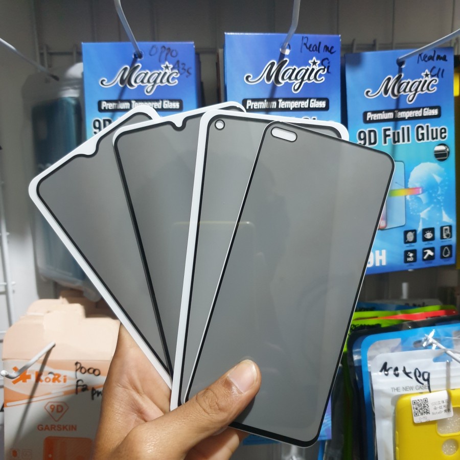 REALME 6 6 PRO 5 5i 5 PRO C3 C2 C1 TEMPRED GLASS FULL LEM ANTI SPY HITAM GELAP TEMPERED KACA FULL COVER PRIVACY PELINDUNG LAYAR FULL SCREEN