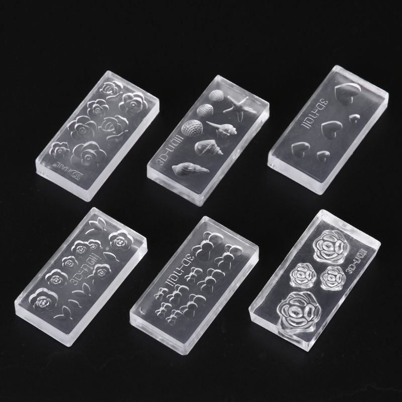 SIY  6Pcs/Set 3D Mini Flower Acrylic Silicone Mold for DIY Earrings Nail Art Mould