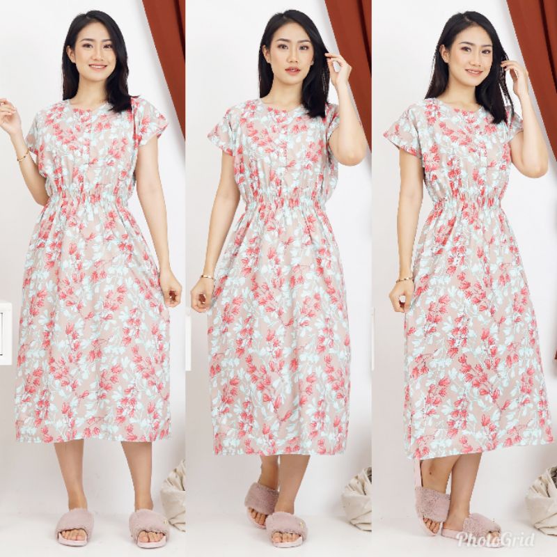 DASTER MANOHARA LD 115 CM KANCING 3 KARAKTER BAJU TIDUR HALUS TEBEL BUSUI BUMIL MODEL KEKINIAN-MANO TARI ABU