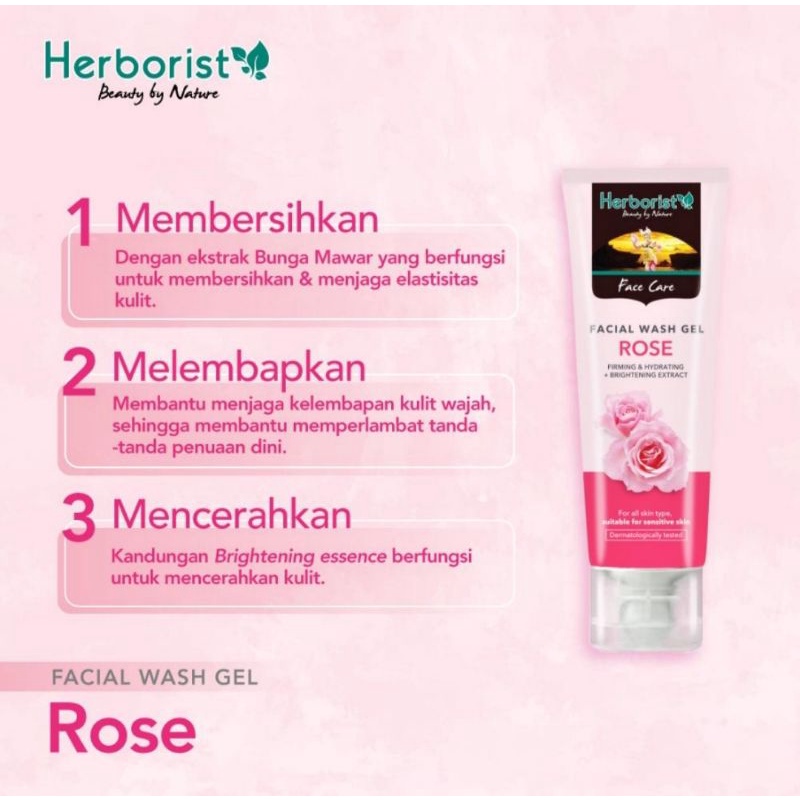 Herborist Facial Wash Gel Sabun Wajah Rose 80 gr