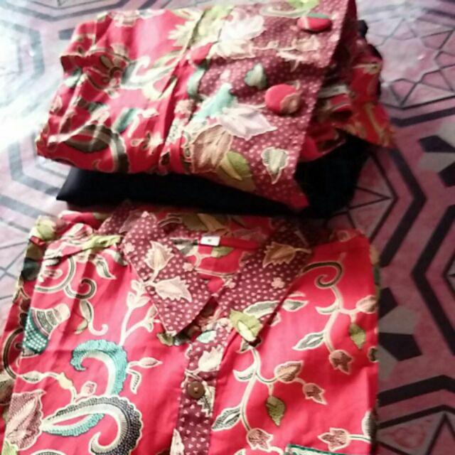 Sarimbit Batik Aziza Gentong Merah Batik Keluarga Seragam Batik Kantor Couple Batik Anak Gamis