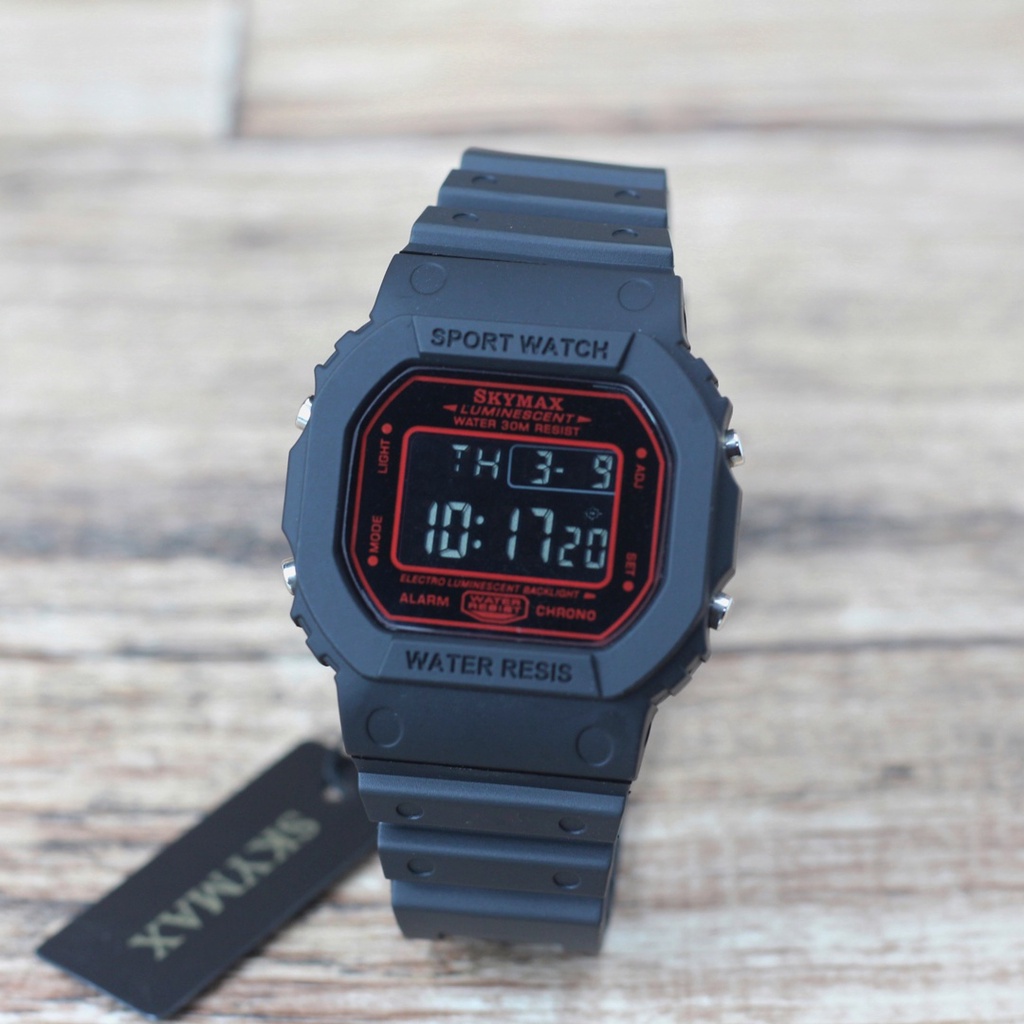 JAM TANGAN SKYMAX 1812 TALI KARET/RUBBER PRIA KOTAK