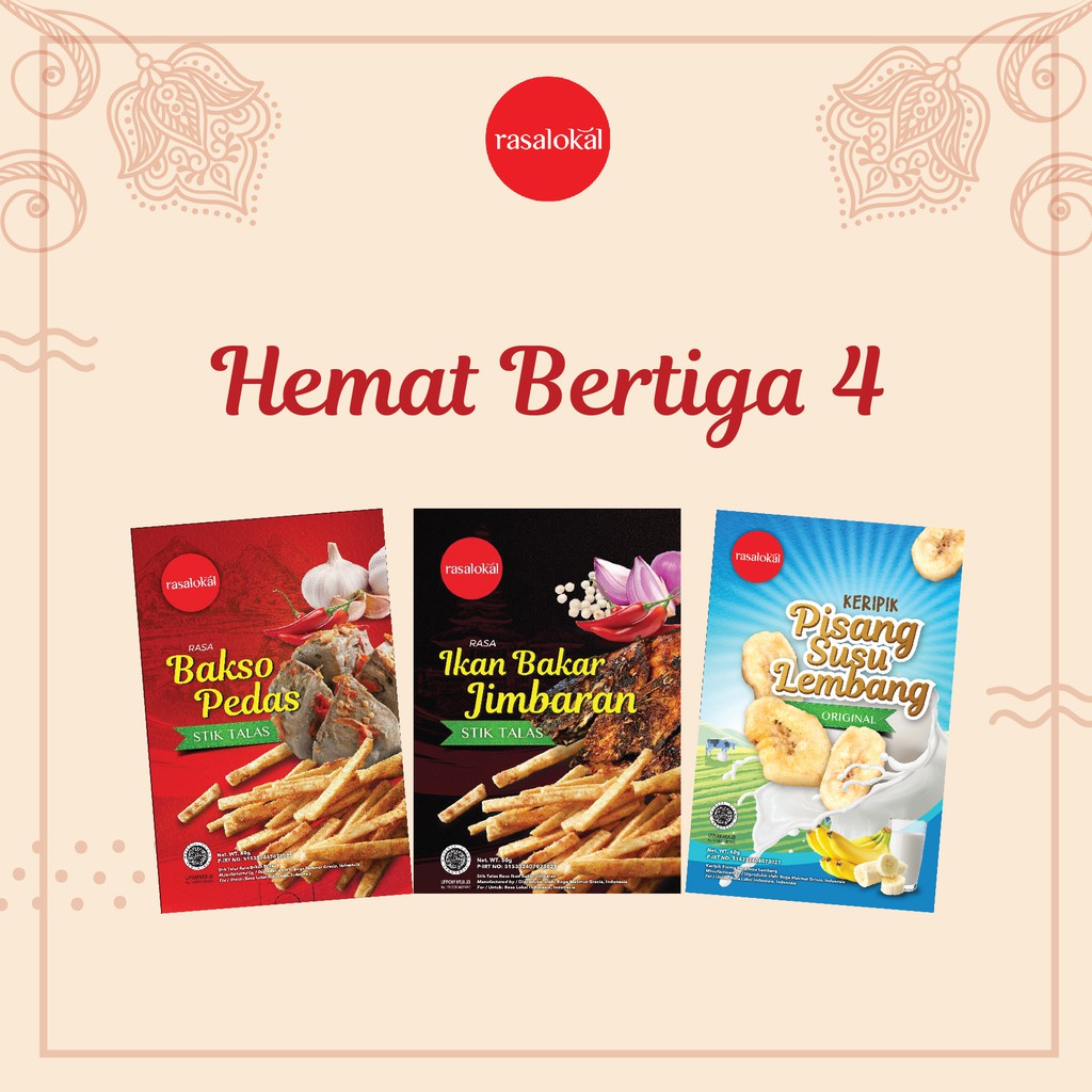 

Rasalokal Paket Bertiga 4 - Bakso Pedas - Ikan Bakar Jimbaran - Keripik Pisang Lembang