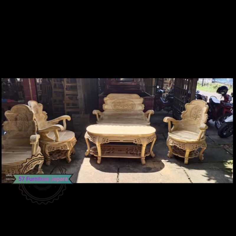 Kursi Tamu Antik Ukir Jepara Full Kayu Jati