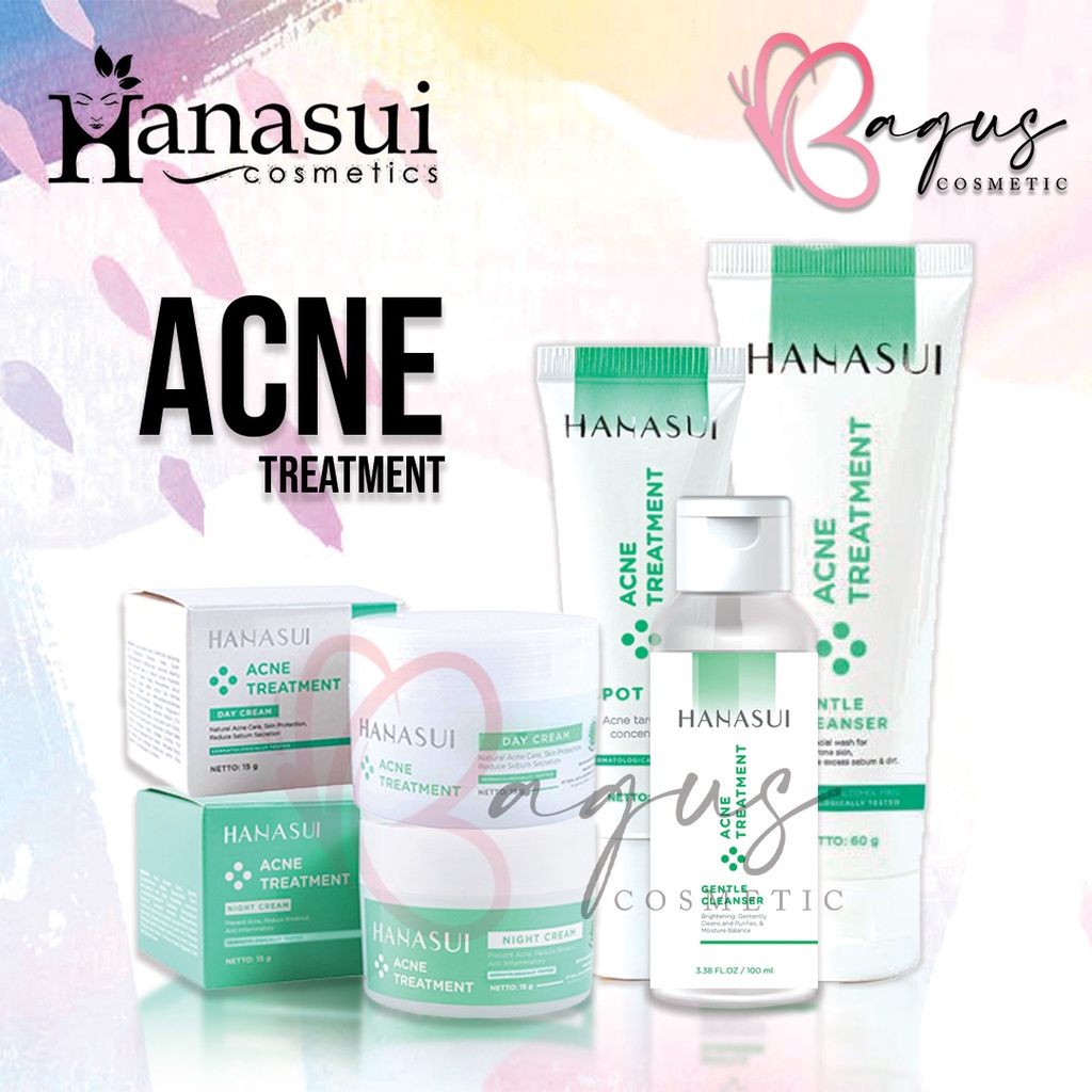 ⭐ BAGUS ⭐ HANASUI PAKET ACNE / FLAWLESS Free Pouch | Skincare Perawatan Kulit Berjerawat Series