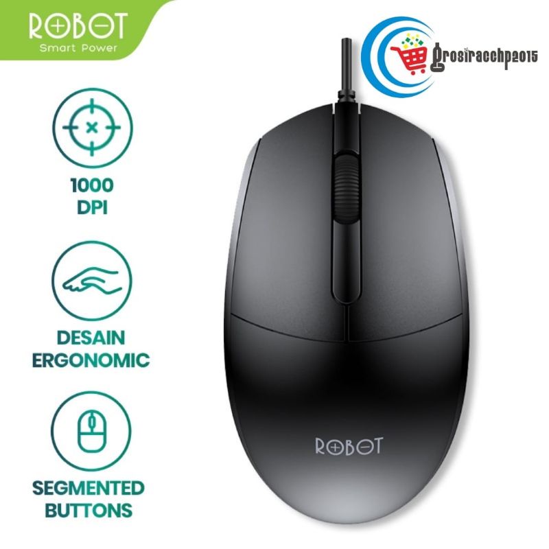 WIRED MOUSE 1000 DPI ROBOT M120 GARANSI 1 TAHUN