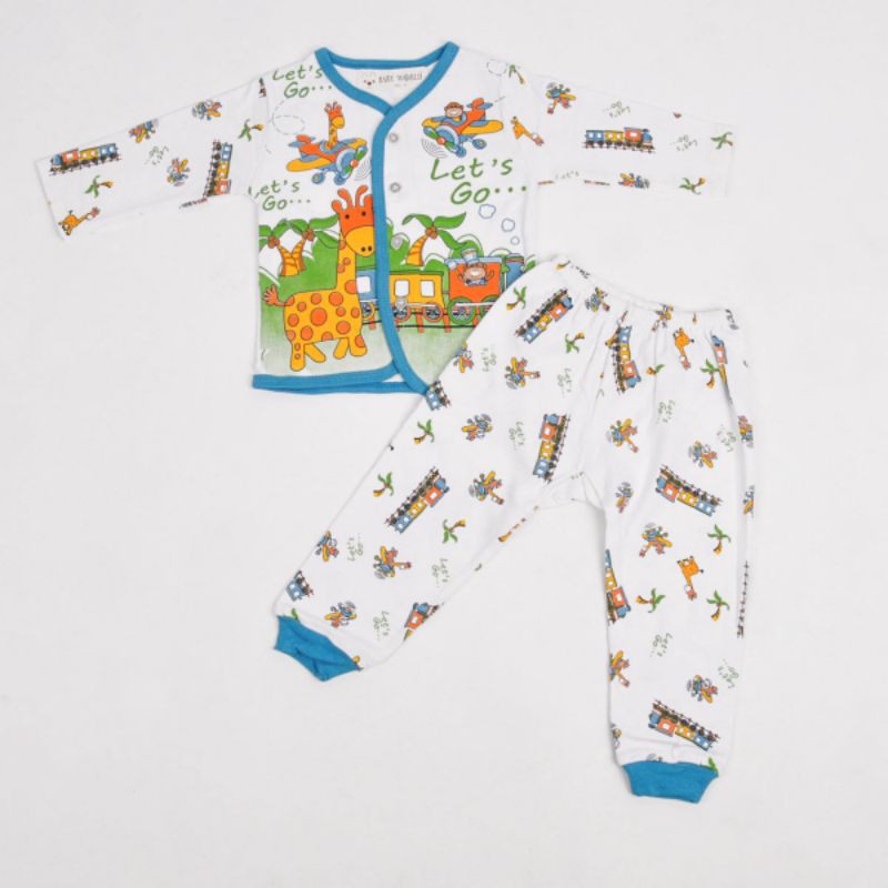 setelan baju anak perempuan 1-2 tahun motif little bear dan jerapah lengan panjang celana panjang