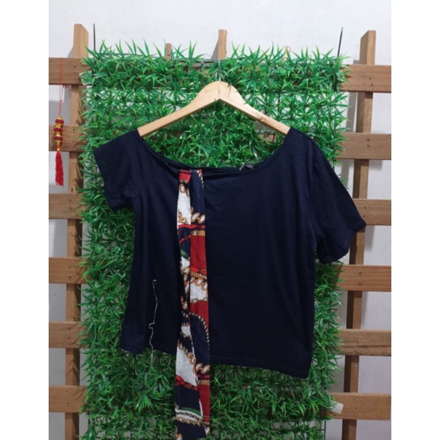 Shein Navy Asymetrical Shoulder Top