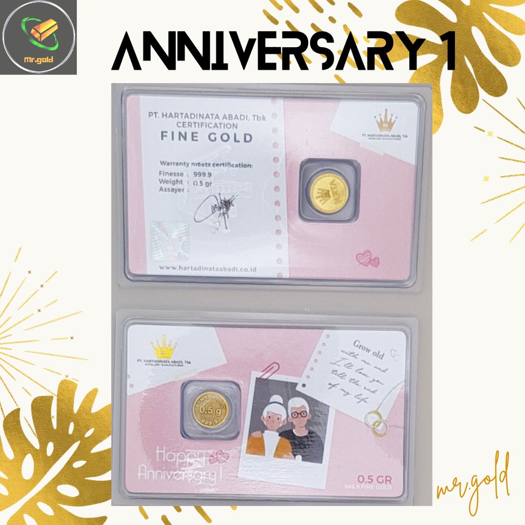 EMAS LOGAM MULIA MINI HARTADINATA ABADI 0.5 GRAM EDISI ANNIVERSARY 1 GIFT SERIES ACC LM HT / LM HRTA