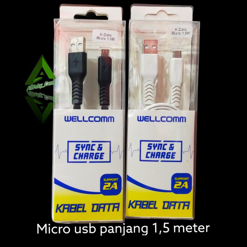 KABEL DATA PANJANG 1,5 meter MICRO USB/ TYPE C FAST CHARGING (WELLCOMM 1,5)