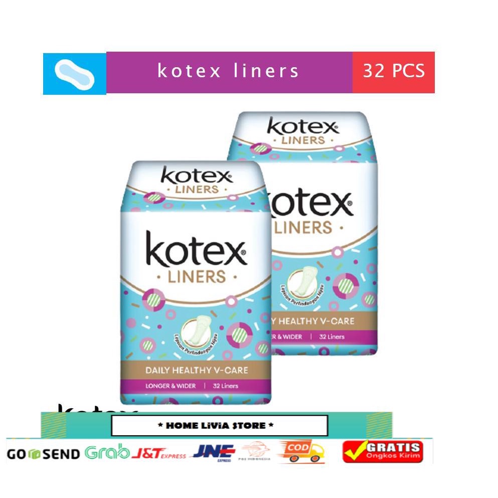 Kotex Fresh Liner Longer & Wider Antibacterial (32pcs) 2 Pack