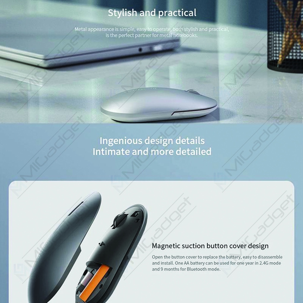 Fashion Mouse Portable Wireless Dual 2.4GHz dan Bluetooth - XMWS001TM