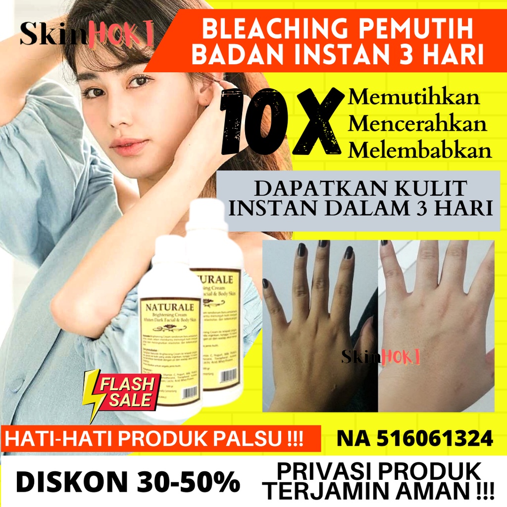 BLEACHING PEMUTIH BADAN PERMANEN BLEACHING NATURALE CREAM 500ML PEMUTIH KULIT BPOM ORIGINAL