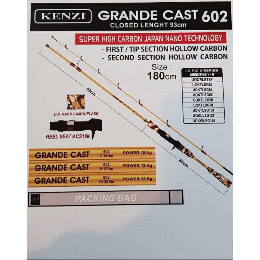 joran bait casting KENZI GRANDE BC 602 15lb