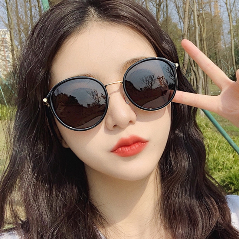 Korean retro big round frame too men and women all-match sunglasses