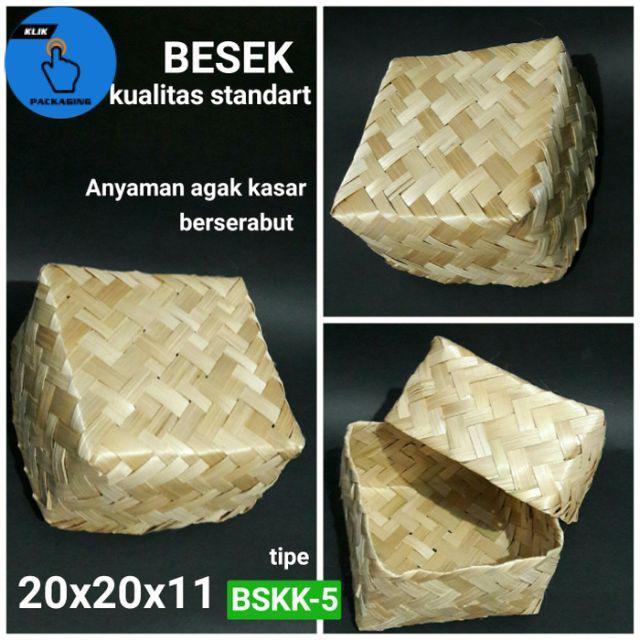 BESEK BAMBU BIASA 20x20x11 CM/PITI KERANJANG HANTARAN SOUVENIR KADO
