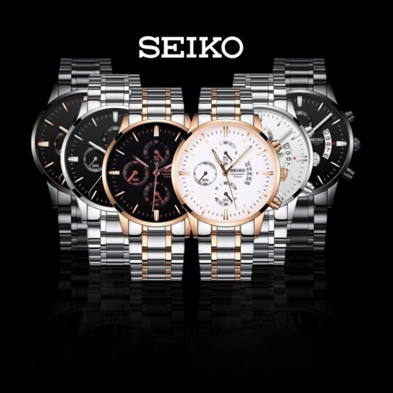 Seiko Men Cronograph Jam Tangan Pria Quartz  Stainless Steel