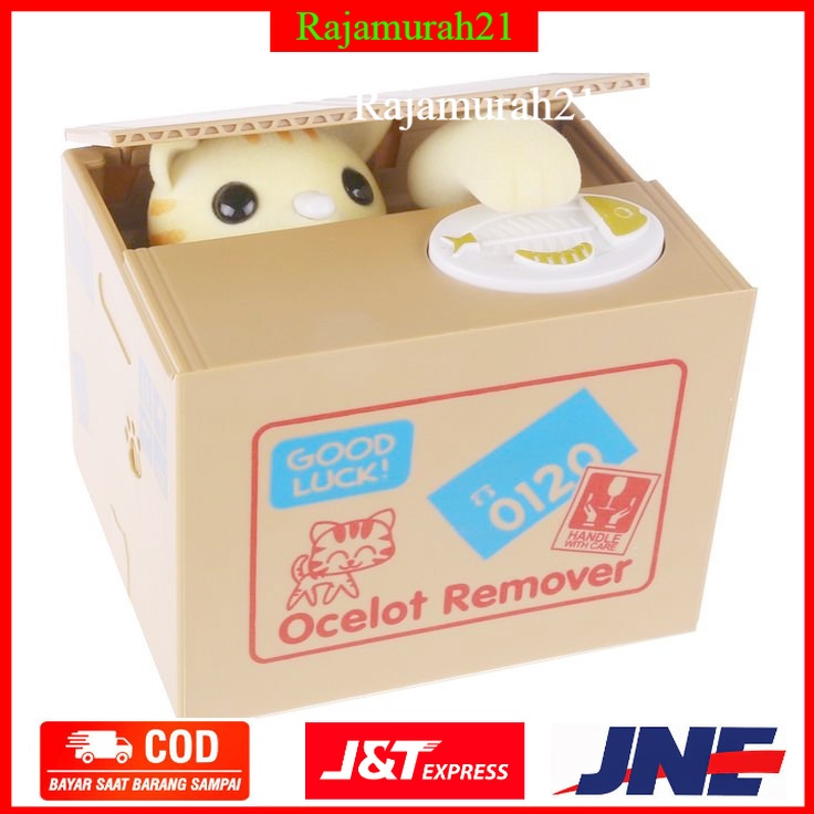 Ocelot Remover Celengan Kucing Lucu Steal Money Cat Piggy Bank - Brown - OMTH66BR