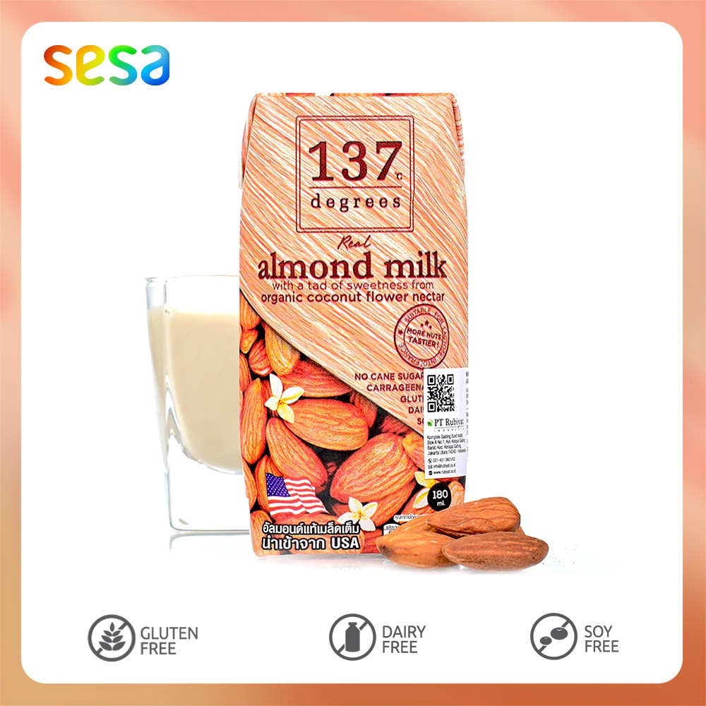 

137 DEGREES Almond Milk w/ Organic Coconut Flower Nectar 180ml - Vegan Friendly