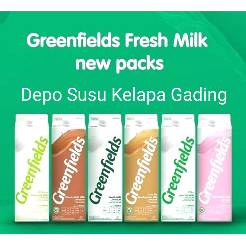 Susu Greenfields Fresh All Varian 1L | Coklat Skim Strawberry Mocha Low fat Greenfield Milk Jersey 1,8 1.8 liter jumbo Freshmilk