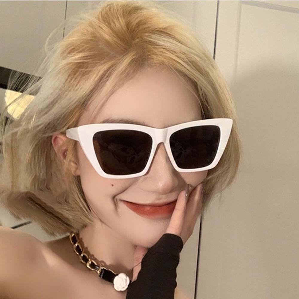 Mxbeauty Kacamata Hitam Mata Kucing Fashion Punk Hip Pop Motif Leopard Segitiga Kotak Hitam Gaya Korea Sunglasses