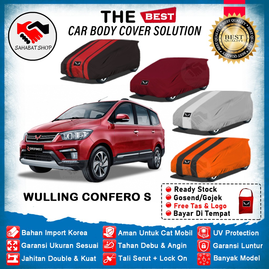 Sahabat Body Cover Mobil Confero / Sarung Penutup Wuling Confero S Outdoor 2017 2018 2019 2020 2021 2022 / Selimut Tutup ManteL Kerudung Jas Mantol Terpal Pelindung Kerodong Pembungkus Mobil Confero S Waterproof Anti Air Model Biru