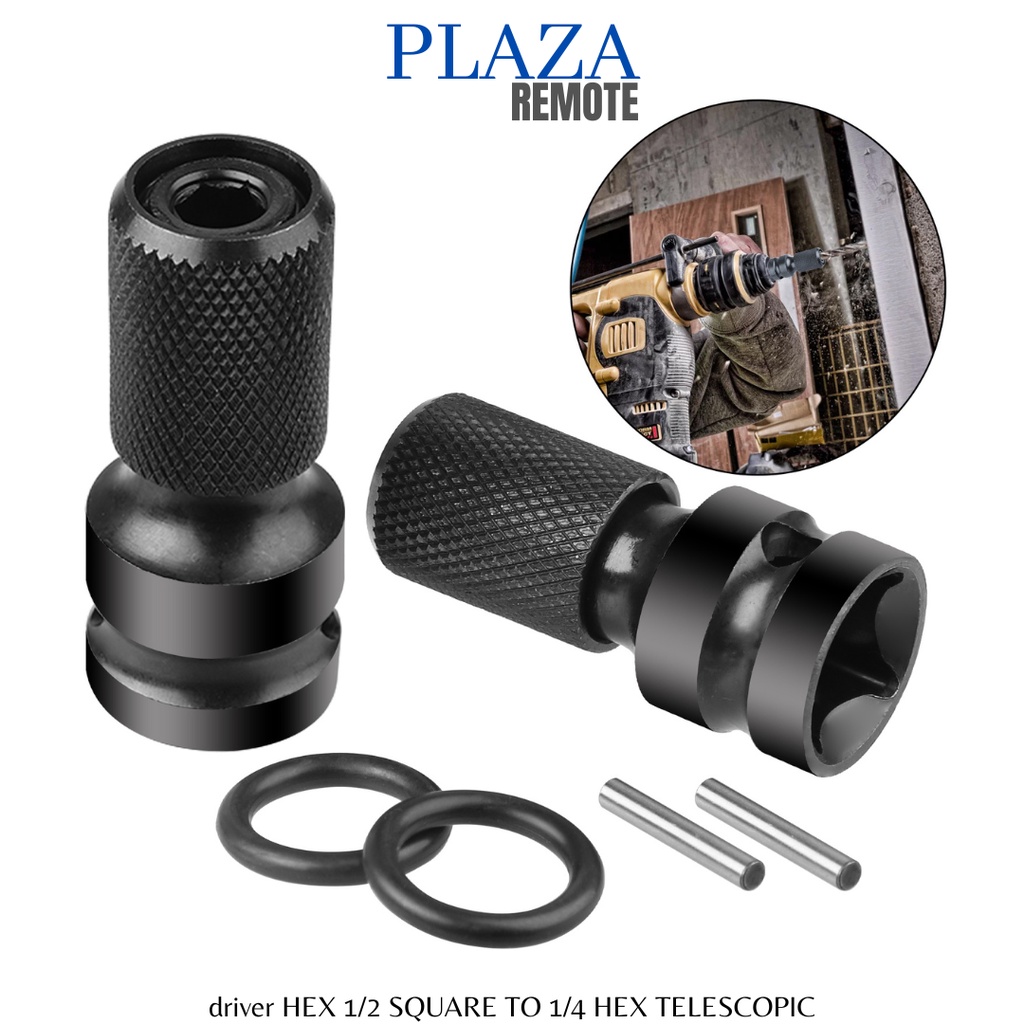 DRIVER HEX SOCKET ADAPTOR KONEKTOR 1/2&quot; SQUARE TO 1/4&quot; HEX MAGNETIC TELESCOPIC