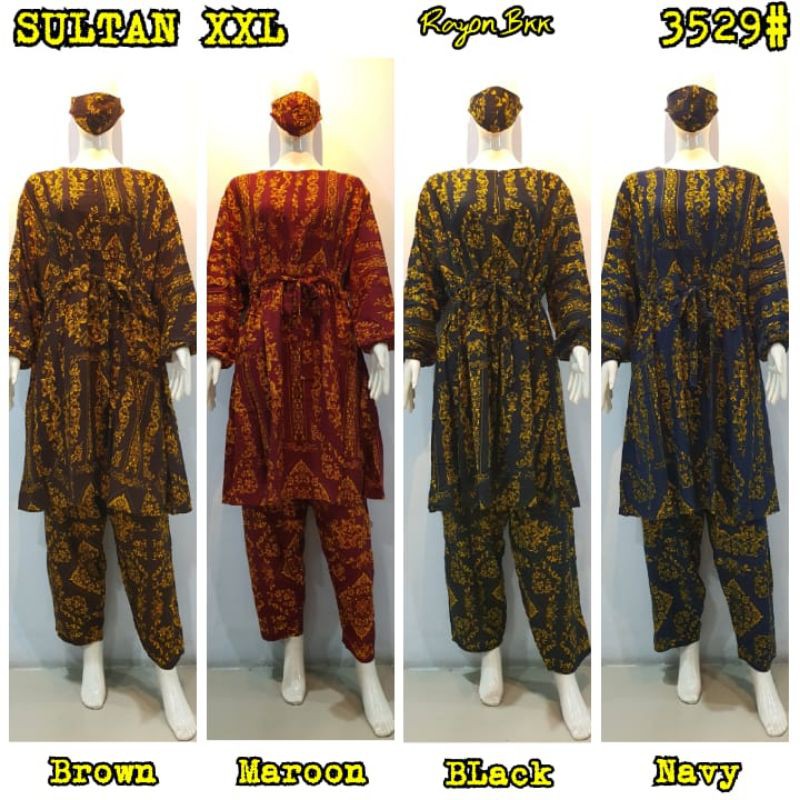 JOSJOLI_STORE/3524-3529 Setcel Rayon/Stelan Rayon Wanita Dewasa Super Jumbo 5XL Free Masker/Busui