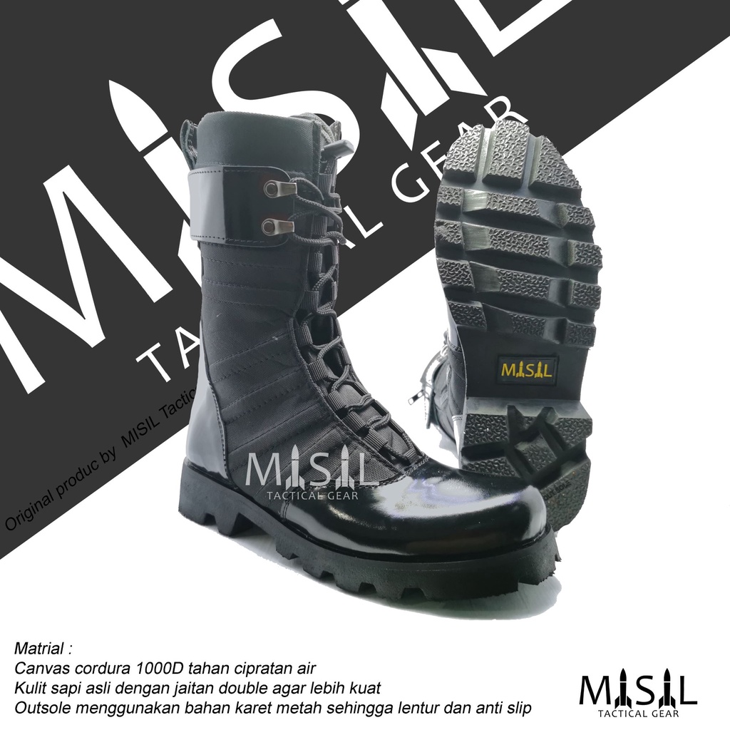 SEPATU PDL NINJA TITAN KULIT KILAP hak 10 INCH sol radial ORIGINAL MISIL NTR02