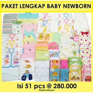 51pcs PAKET HEMAT Perlengkapan Baju  Bayi  Baru  Lahir  