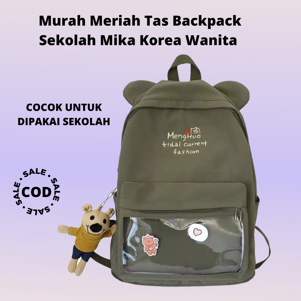 BARU!! Tas Mika Transparan Bentuk Telinga Tanpa Gantungan Boneka /  Tas Ransel Hiya