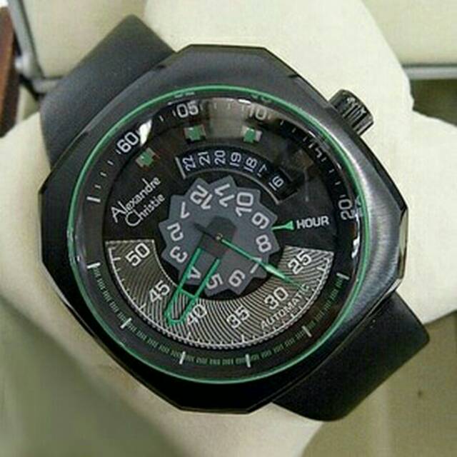 JAM TANGAN PRIA ALEXANDRE CHRISTIE AC 3032 BLACK JARUM HIJAU