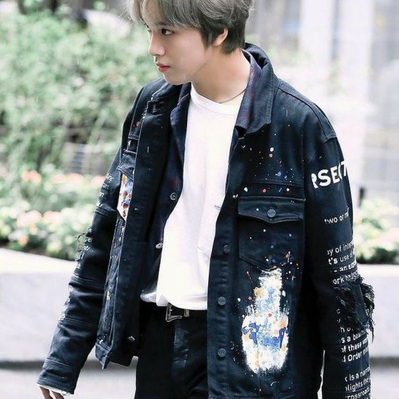 (READY STOK) Jaket haechan Denim kecipratan cat