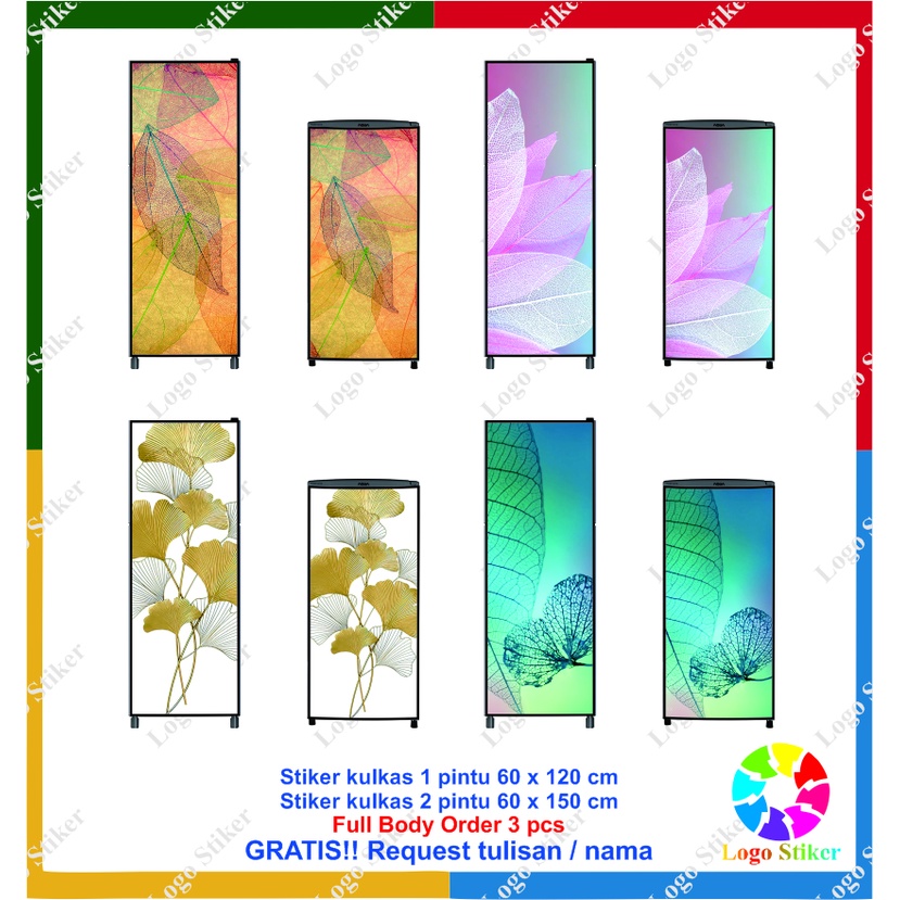 Stiker kulkas Sticker wallpaper kulkas  1 dan 2 pintu motif daun keren