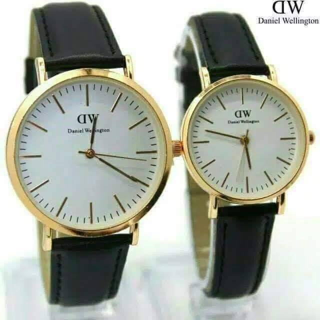 Jam tangan couple tali kulit / jam couplean cewek cowok unisex by zellshop