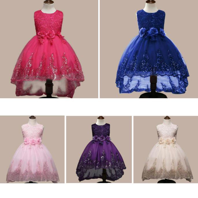 Gaun pesta party dress baju pesta bell gown ball gown gaun anak - 3-4 tahun, Navy