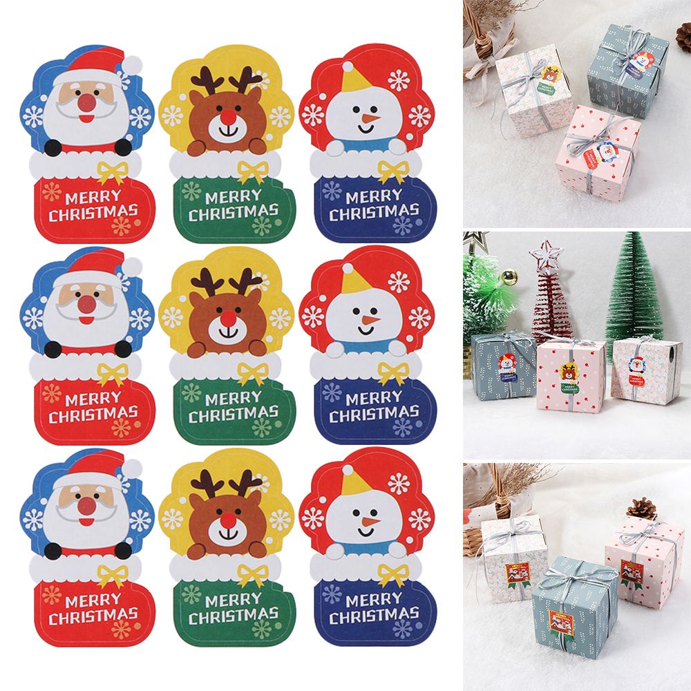 Wonderful Stiker Label Segel Kemasan Biskuit / Hadiah Motif Santa Claus Untuk Dekorasi Pesta Natal Diy