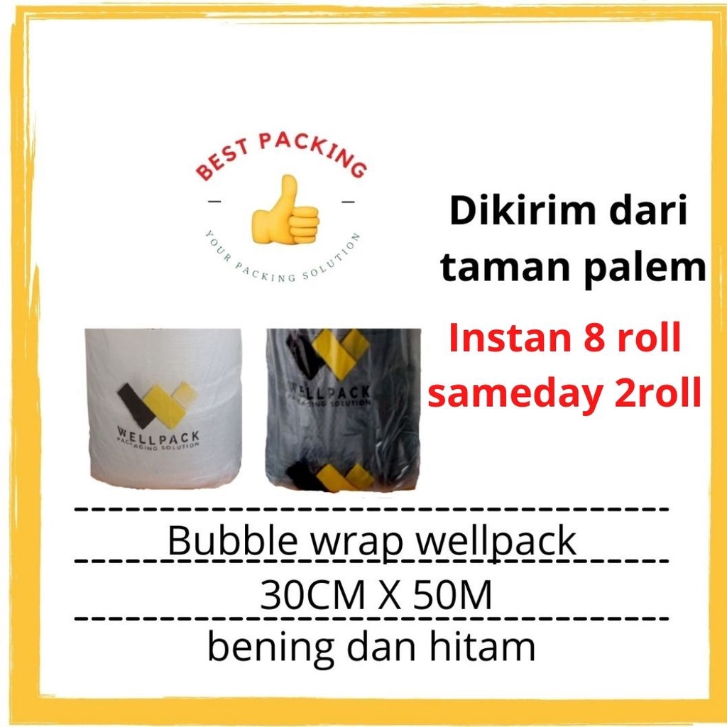 

Plastik bubble wrap hitam putih wellpack uk 30cm x 50m