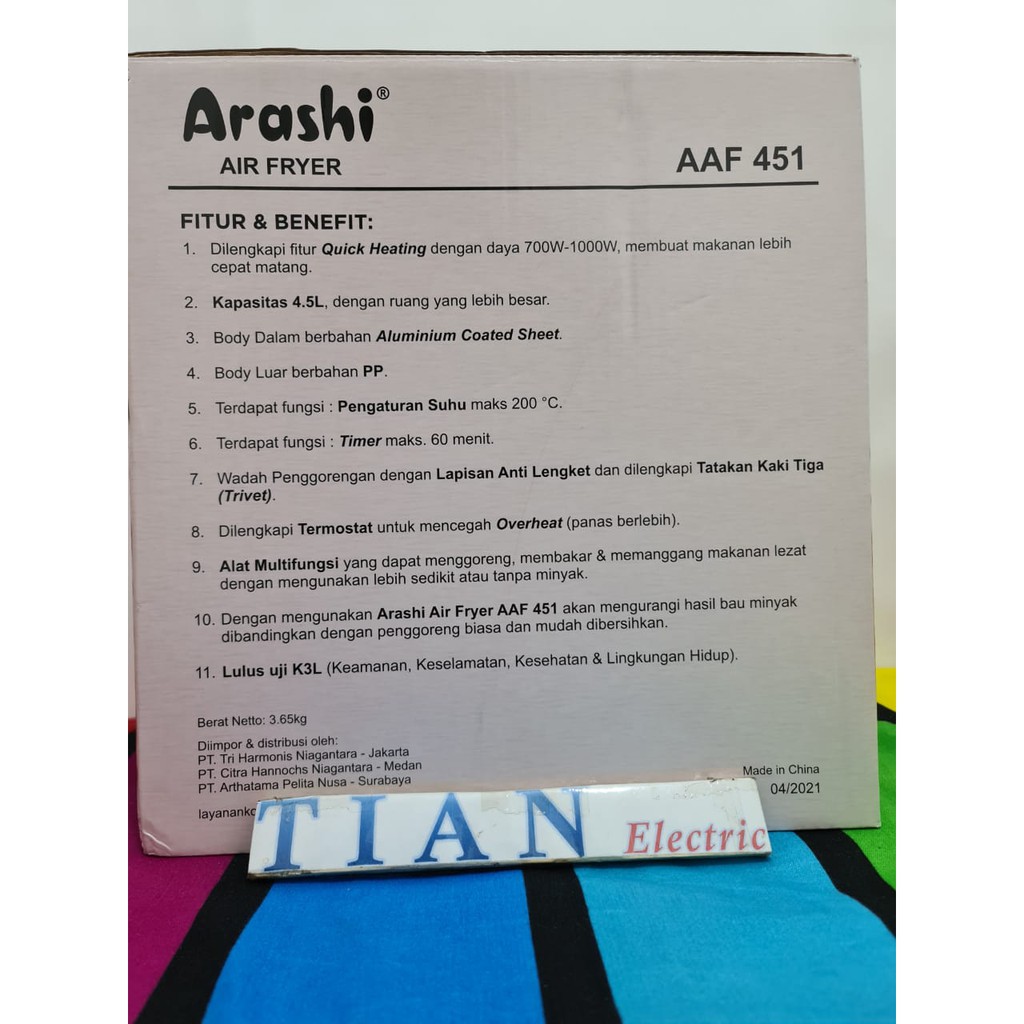 ARASHI AAF-451 Air Fryer 4.5 Liter