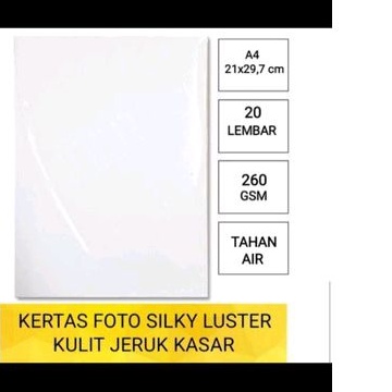 

kertas foto LUSTER 260 GSM A4 isi 20 lembar/photo paper kulit jeruk kasar