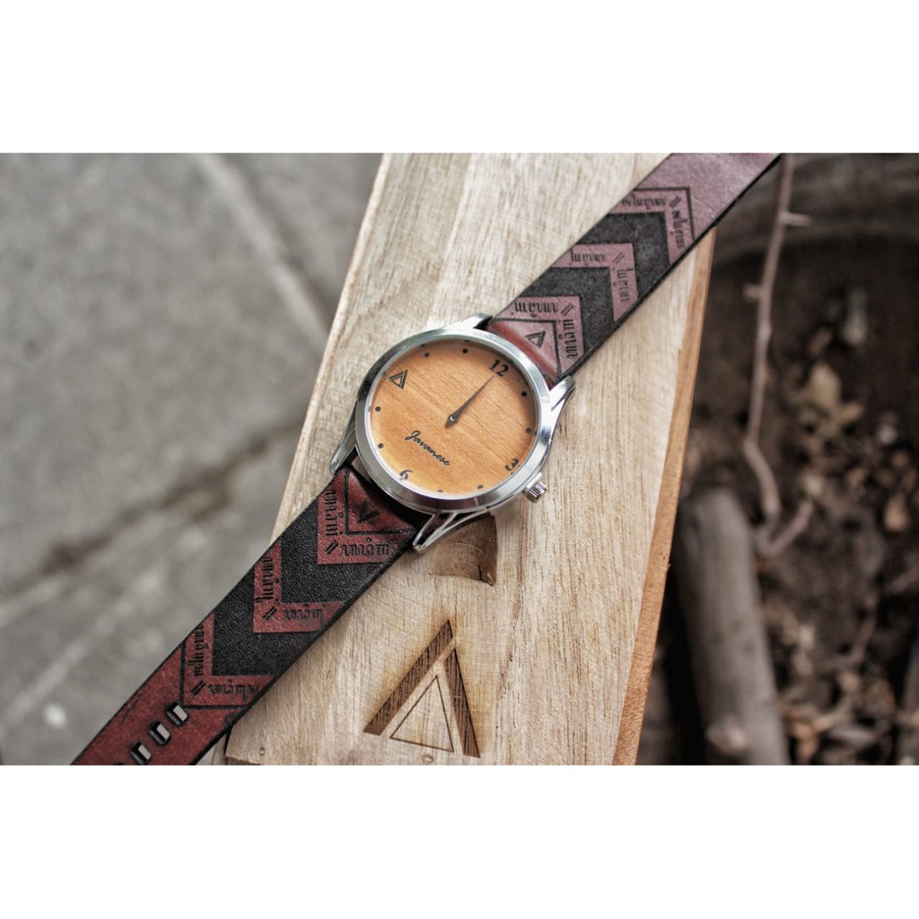 Jam Tangan Kulit Aksara J Lu Brown Shopee Indonesia