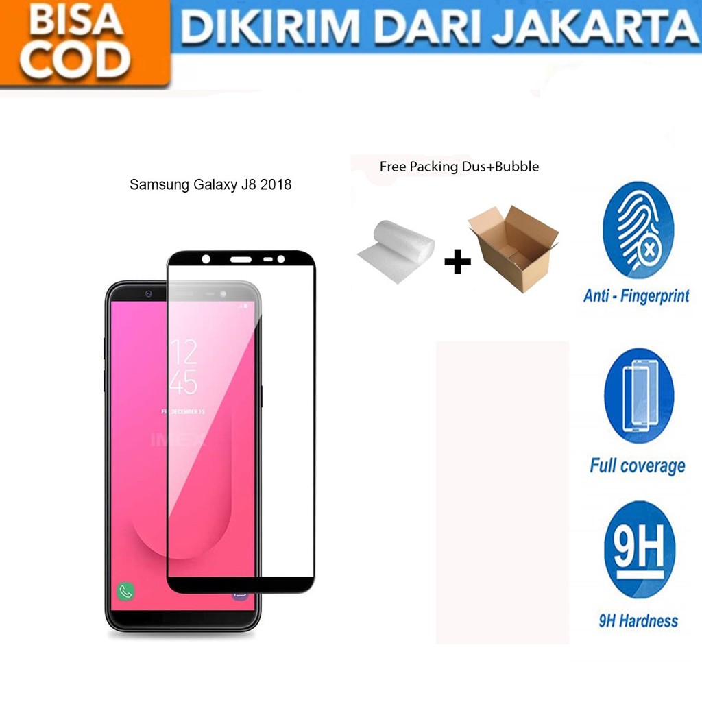 Samsung Galaxy J8 2018 Full Cover/Full Screen Tempered Glass Screen Protector Anti Gores