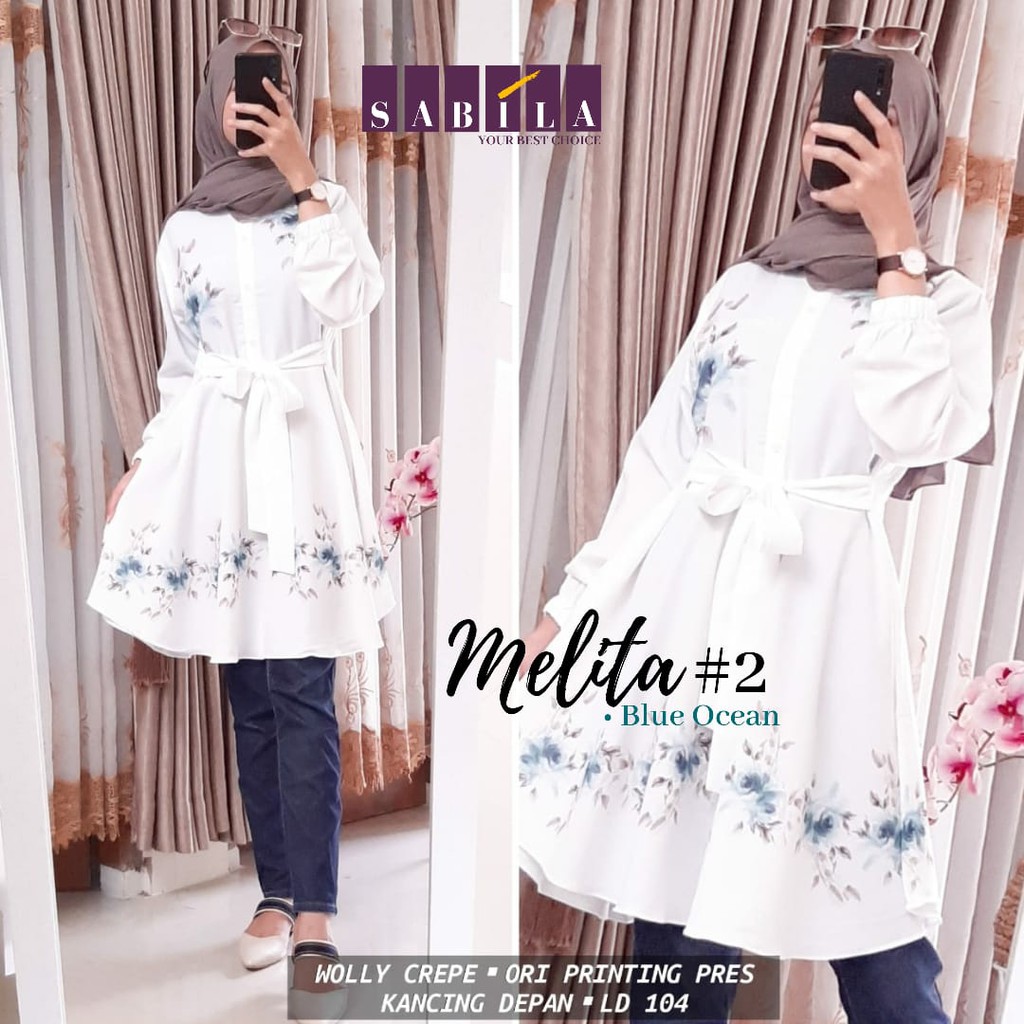 Tunik putih melita tunik #1 , melita #2/ Top fashion women white
