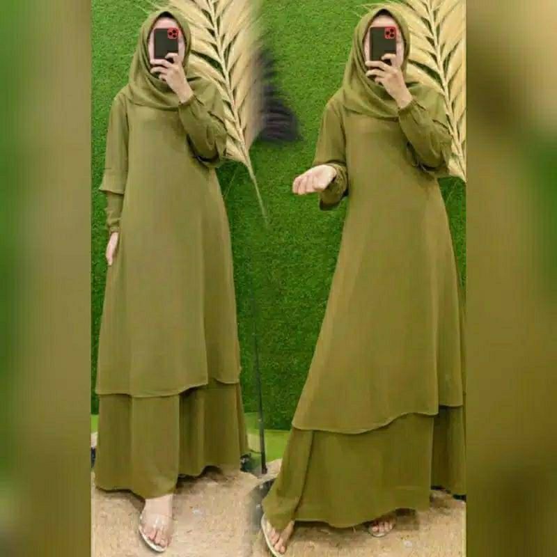 Gamis Malaysia Polos Army Ld 110cm Shopee Indonesia