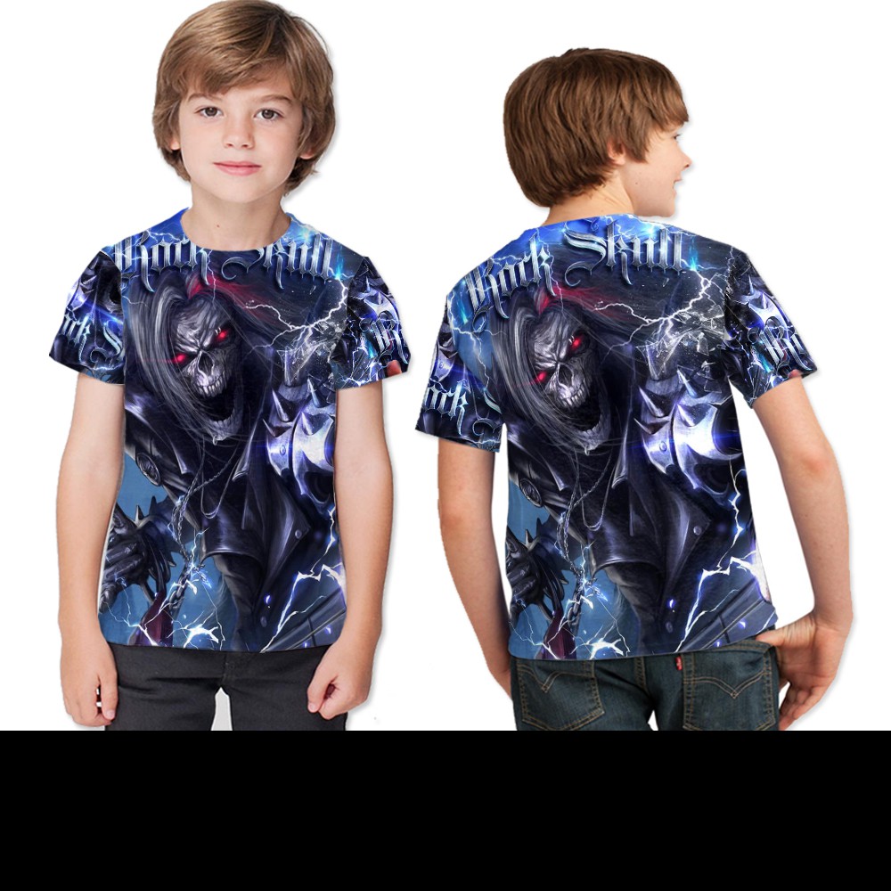 Kaos Baju Tshirt Anak Tengkorak Fullprint | Baju Anak Tengkorak Murah | Kaos Anak Tengkorak