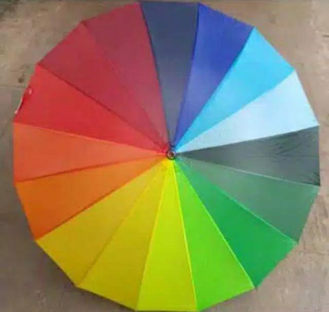 Payung Golf Warna Warni Pelangi Rainbow 16 Jari Jumbo Umbrella Payung Hujan