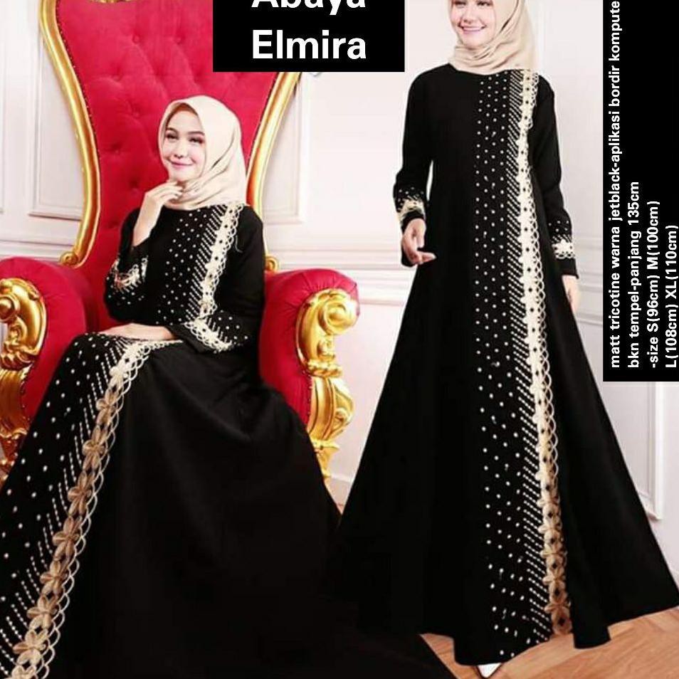 HITZ 2021 Baju Muslim Abaya Bordir Gamis Maxi Dress Arab Saudi Bordir Zephy Turki Umroh Dubai Turkey
