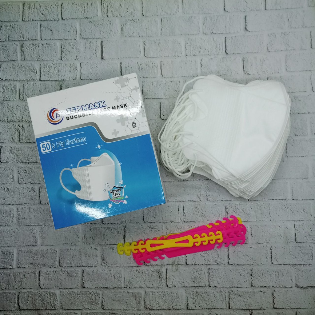 MASKER DUCKBILL JSP NONBOX/BOX/PACK EARLOOP ISI 50PCS/25PCS/10PCS