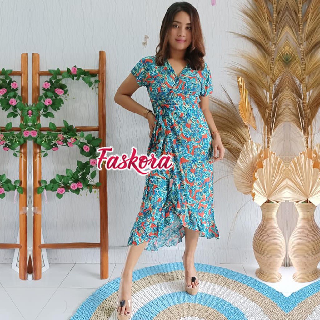 Dress Jumbo Ld 120 Party Dress / Dress Bali Panjang Jumbo / Dress Kimono Bali Murah Monstera